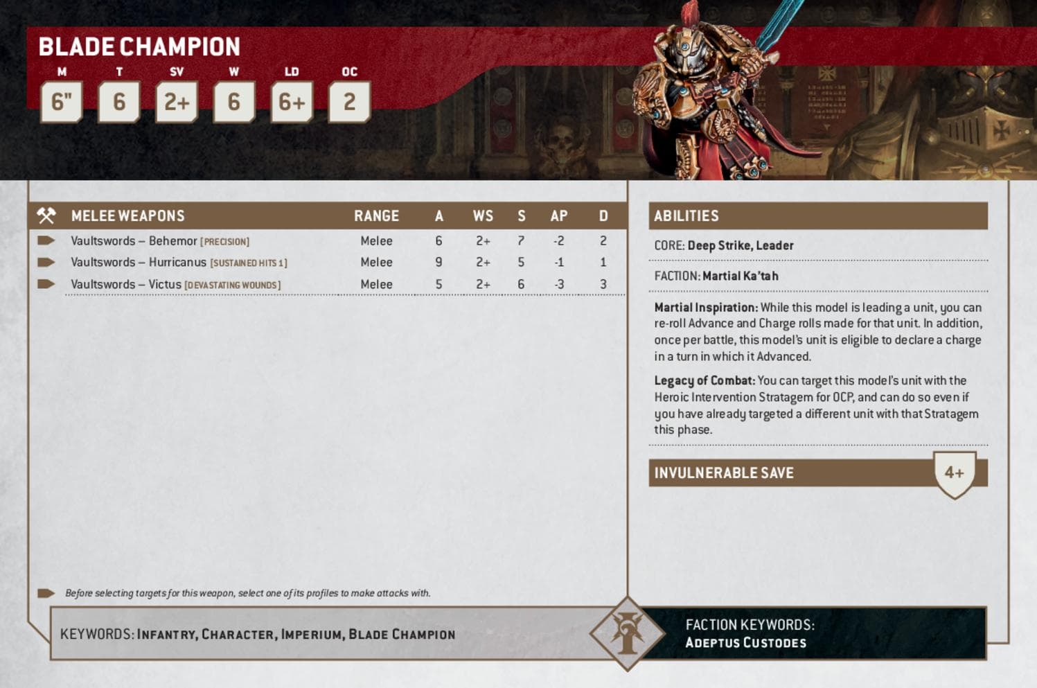 Blade Champion Adeptus Custodes 40k.app