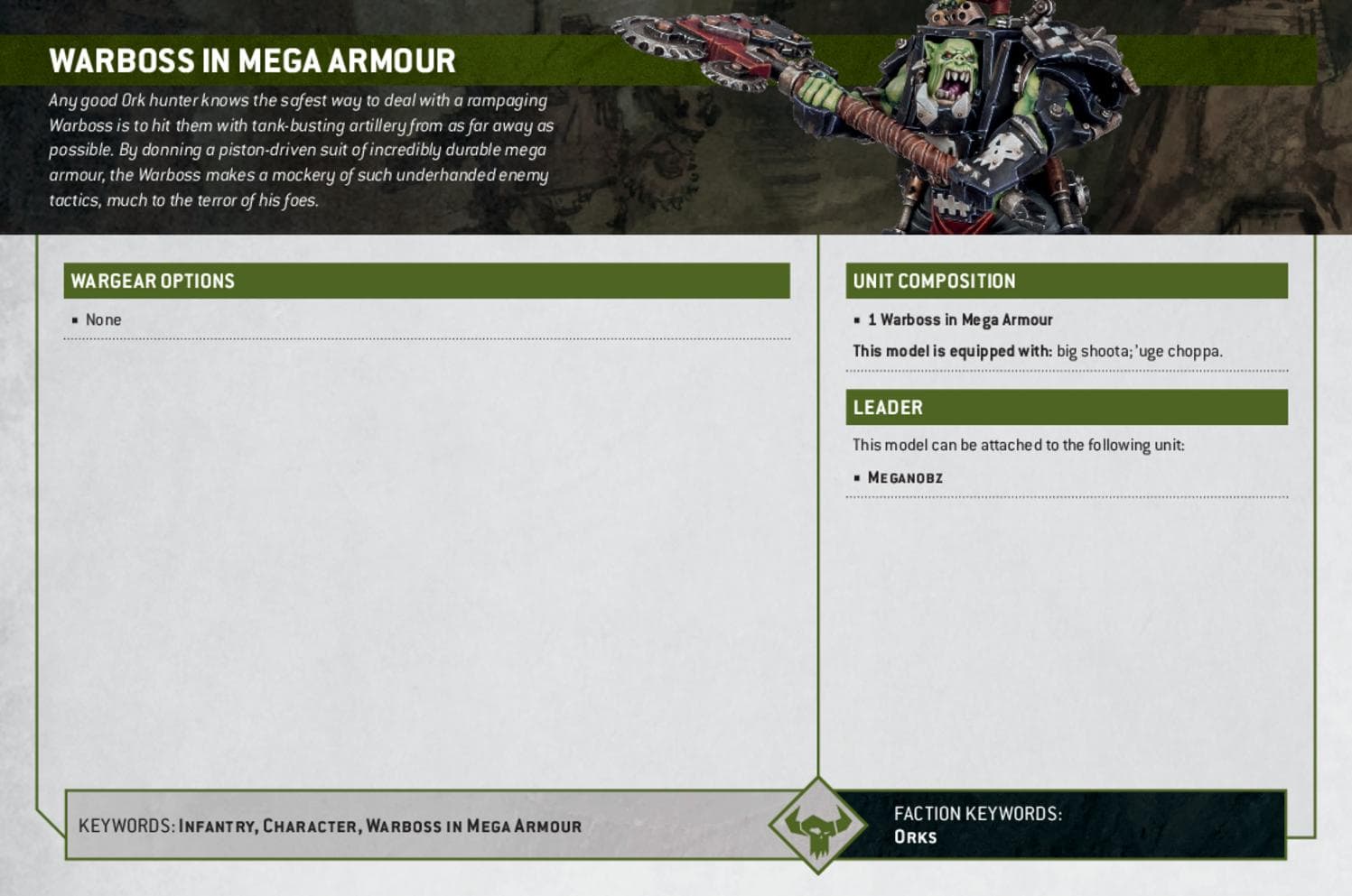 Warboss in Mega Armour - Orks | 40k.app